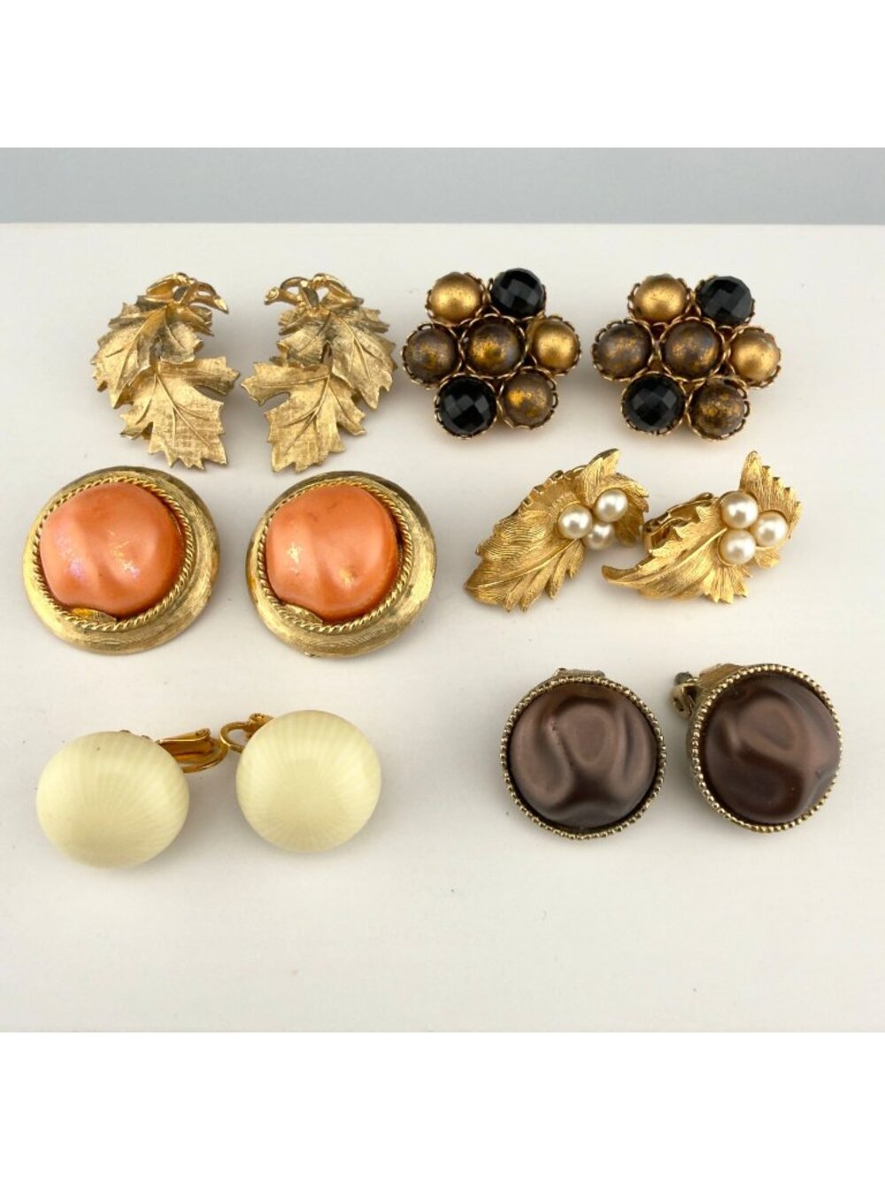 Vintage Clip On Earrings Lot of 6 Gold Tone Garne Lisner Vogue Coro Sarah Cov